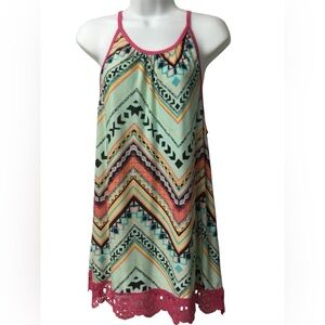 Rue21 Pink Green Halter Midi Sundress